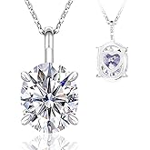 TUHE Moissanite Necklace 0.1-12 Carats 18K Gold Vermeil 925 Sterling Silver Necklace 3-15MM Solitaire D Color VVS1 Round Lab Created Moissanite Pendant Dainty Gold Necklaces for Women Valentines Gifts