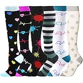 YOLIX Compression Socks Women & Men - 1/4/6 Pairs Graduated Stockings Best for Running, Medical, Athletic, Pregnancy, Travel