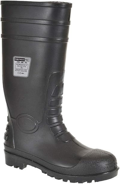 Portwest FW95 Mens Steel Toe Cap Safety Wellington Boots Black 44