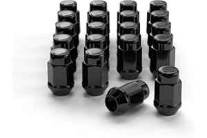 FLYCLE 20PCS 1.4 inch 1/2-20 Closed End Bulge Acorn Black Lug Nuts - Cone Seat - 19mm Hex Lug Nut for Bronco Mustang Cherokee Liberty Ranger Exlporer YJ TJ KJ KK ZJ WJ WK XK MJ XJ Aftermarket Wheels