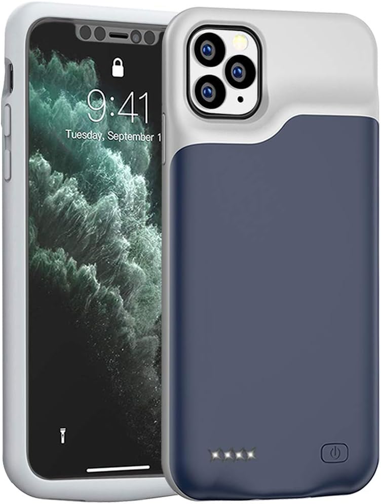 Battery Case for iPhone 11 Pro Max, 6500mAh Portable Protective Charging Case Compatible with iPhone 11 Pro Max (6.5 inch) 2019 Rechargeable Extended Battery Charger Case (Blue)