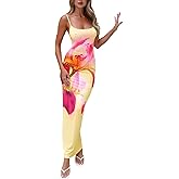 Womens Summer Casual Floral Dresses Spaghetti Strap Bodycon Maxi Beach Dress Elegant Evening Party Long Dresses