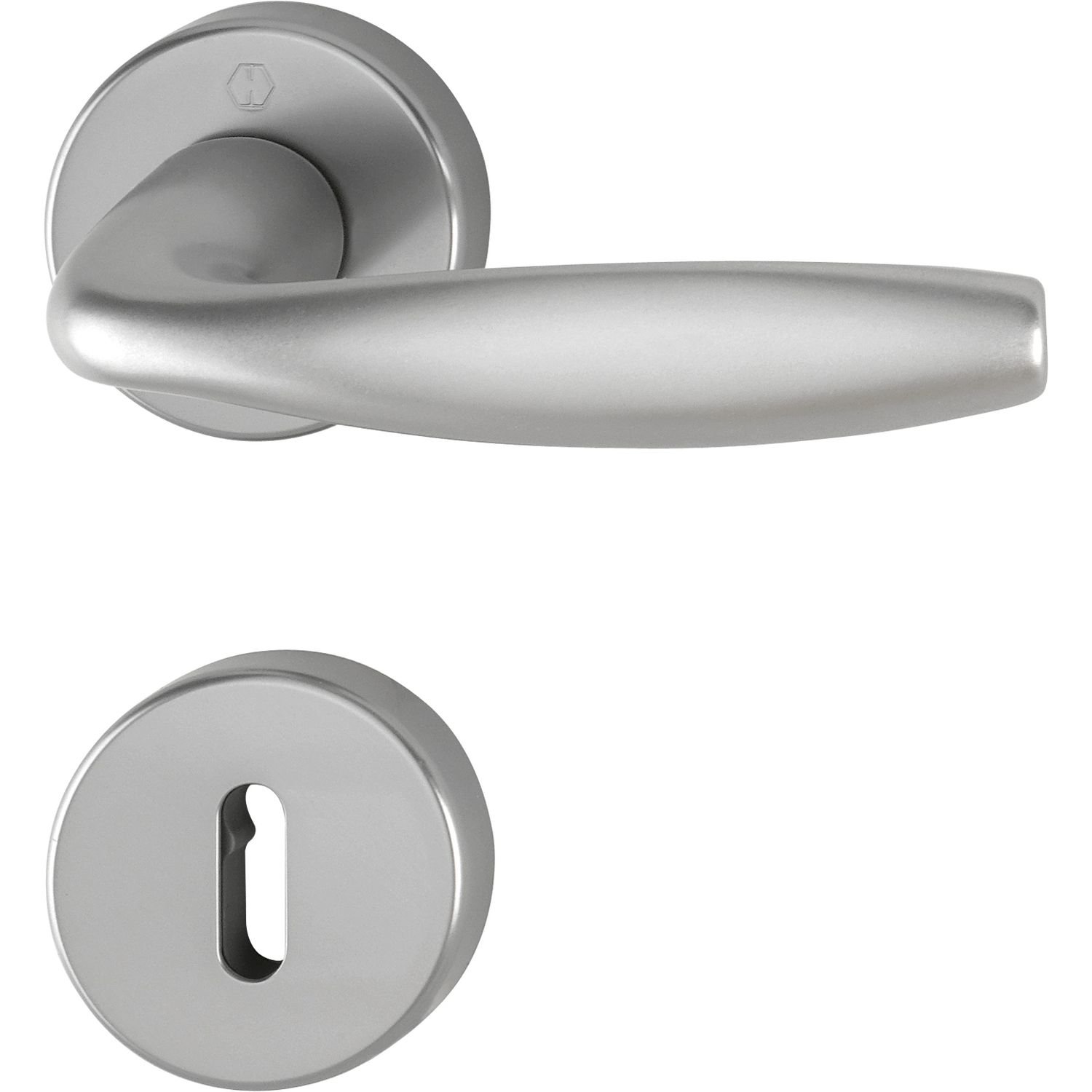 Hoppe Door Handle Set with Rosette BB Deadlock Aluminium Stainless Steel Effect, Door Knobs, New York 3369866