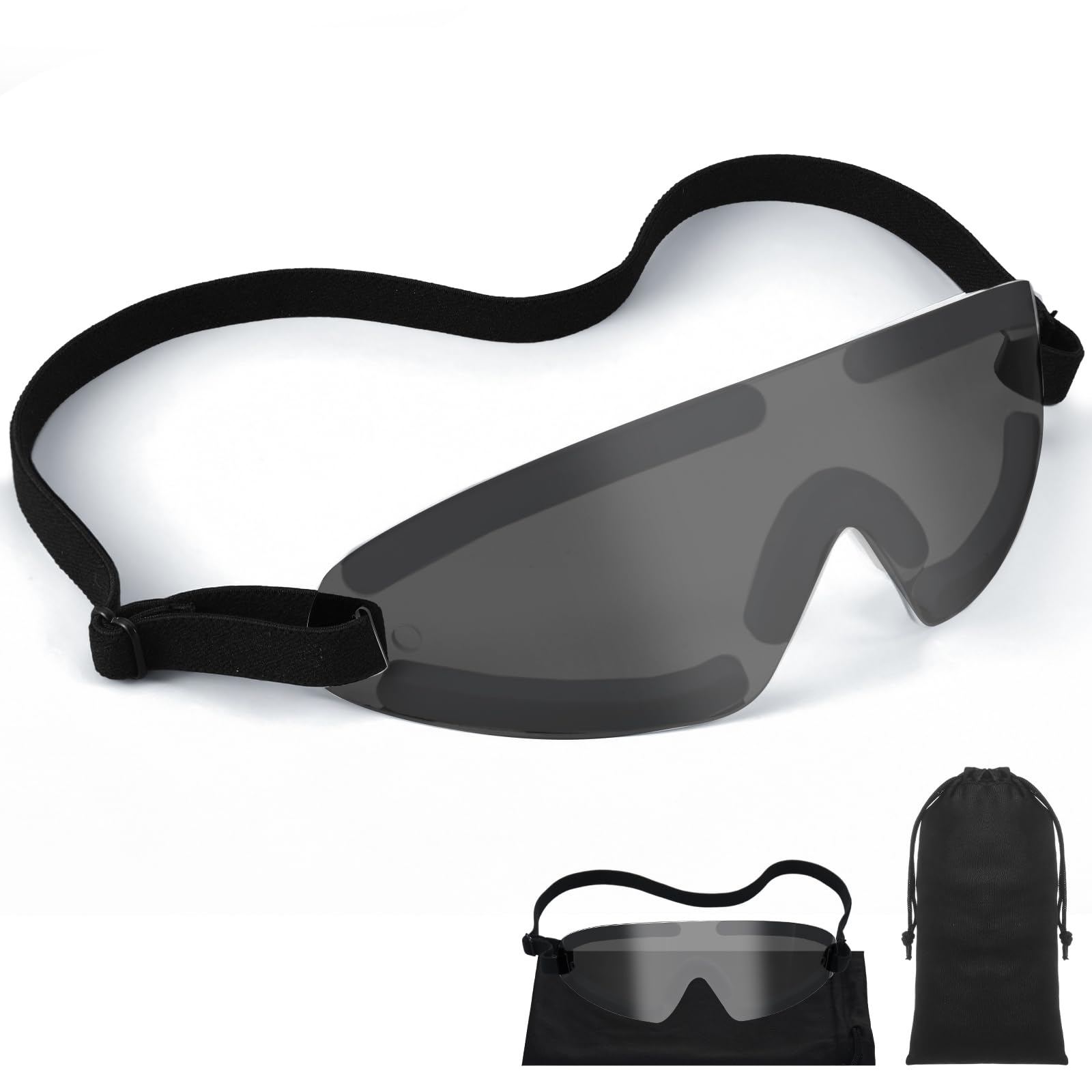 Photo 1 of Kingdder Ultra Grey Protective Goggles Lightweight Sleeping Eye Shield with Adjustable Strap and Soft Padding with Storage Bag for Wind, Dust Protection During Work, Outdoor Activities
