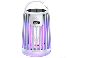 Solar Bug Zapper Indoor Outdoor,Upgrade Guard Zapper Mosquito Lamp,Portable Solar Electric Fly Zapper (White)
