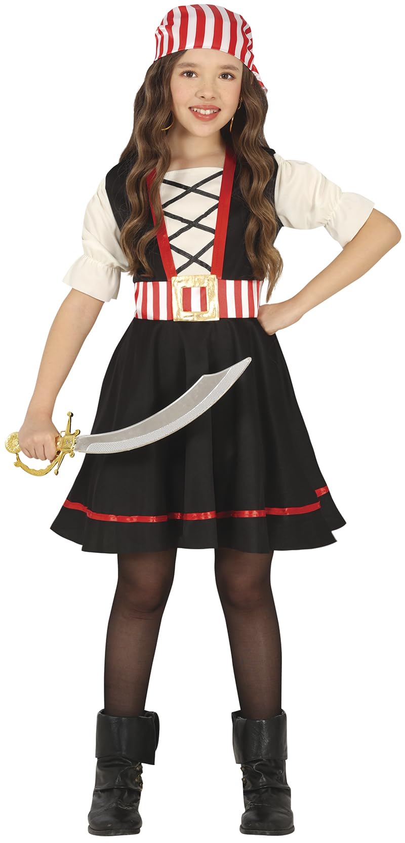 FIESTAS GUIRCA Cheeky Pirate Girls Fancy Dress Costume - Kids Fancy Dress Costumes Girls incl. Dress & Pirate Headscarf 5-6 years