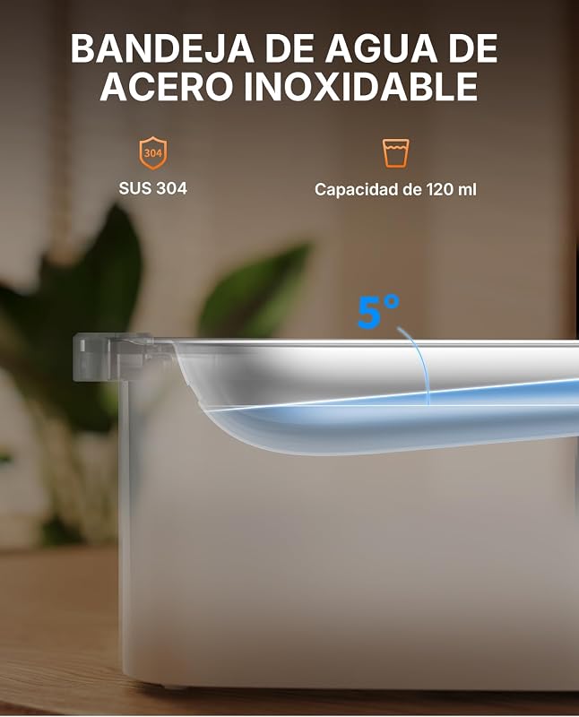 EVERSWEET MAX 2 Fonte Sem Fios para Gatos, Resistente ao Calor, com Sensor de Movimento, Bateria Recarregável de 5000mAh, Controlo por Aplicação, Bebedor Automático para Gato de 3L, Aço Inoxidável