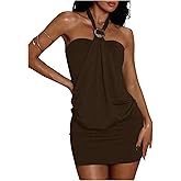 MakeMeChic Women's Ruffle Mini Dress Y2k Backless Sleeveless Western Going Out Halter Dresses