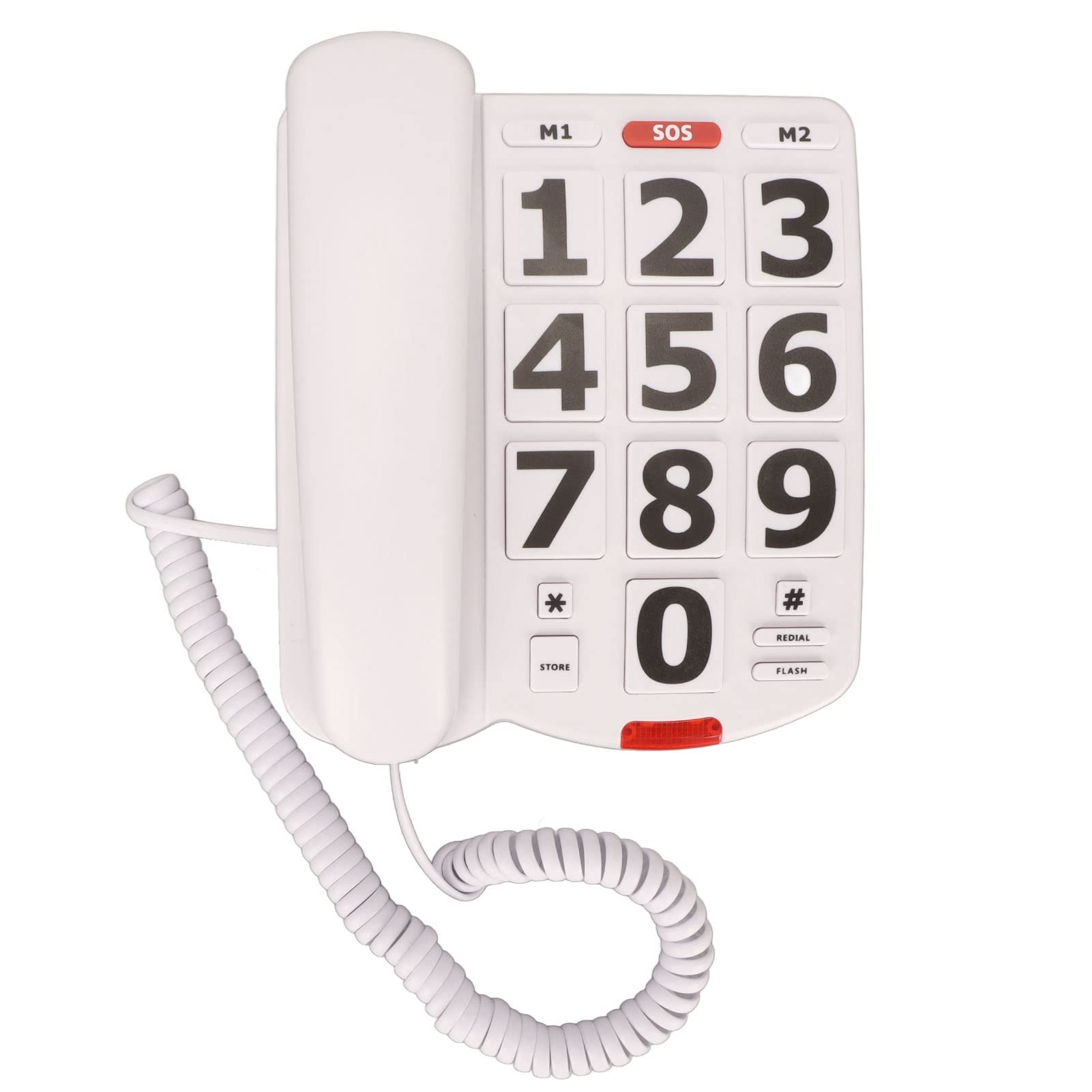 Big Corded Button Phone for Seniors, Large Button Phone for Visually Hearing Impaired Elderly, Amplified Landline Phones with Speaker and Speed Dial Memory, Voice Boosting, White