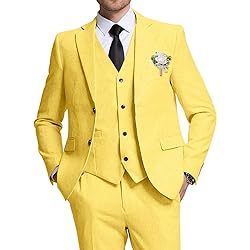 Men's 3 Piece Linen Suit Slim Fit Summer Beach