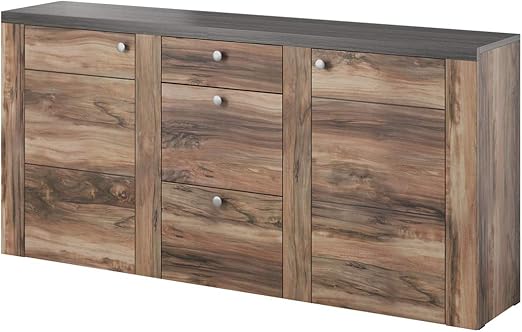 Mirjan24 Kommode Sideboard Larona La25 Mit 3 Schubladen Highboard Anrichte Naturtone Mehrzweckschrank Wohnzimmerschrank Schrank Wohnzimmer Set Nuss Satin Touchwood Amazon De Kuche Haushalt