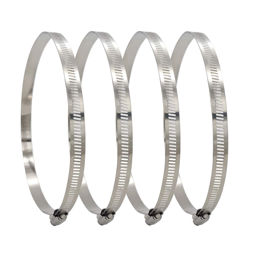 4 Pcs Hose Clips Adjustable 304 Stainless Steel Hose Clamp ø150mm/6" Dunting Clamps for Securing Hoses and Pipes Tube (4pcs 141-165)