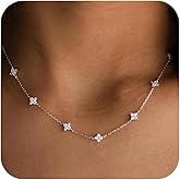 CUEZIY Valentines Day Gifts for Women Her - Dainty Necklaces for Women Cute Station Choker Simulated Diamond Necklace Simple Layering CZ Necklace Trendy Jewelry Gifts