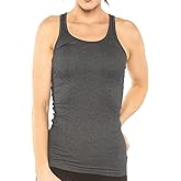 Zenana Women's Plain Solid Color Ribbed Racerback Tank Top Shirt Plus Sizes (XX-Large, Heather Charcoal)