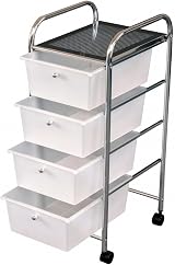 Oypla Mobile Makeup Salon Trolley with 4 Clear Drawer Storage view 2