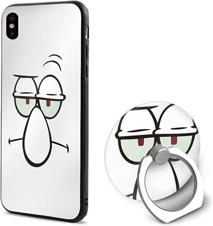 Amazon Co Jp スポンジ ボブ キャラ イカルド フェイス イラスト アイフォンx ケース 360度 回転 ケース リング付き スタンド機能 落下防止 耐衝撃 軽量 指紋防止 耐水 散熱加工 Tpu シリコン素材電話ケース 家電 カメラ
