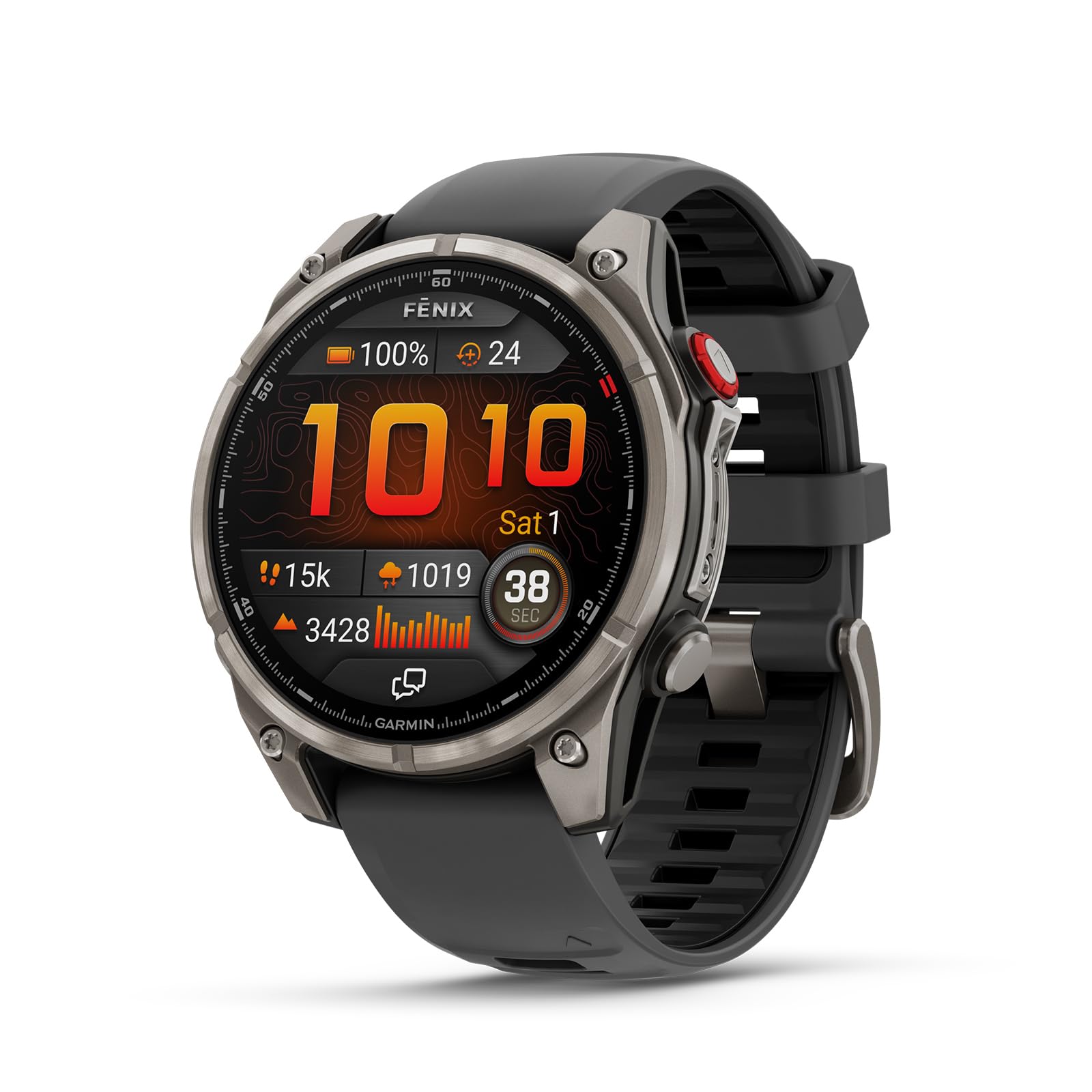 Garmin fēnix® 8 Pro, 51mm, AMOLED Display, Premium Connected Multisport GPS Smartwatch, inReach® Technology, Sapphire, Titanium with Graphite/Black Silicone Band