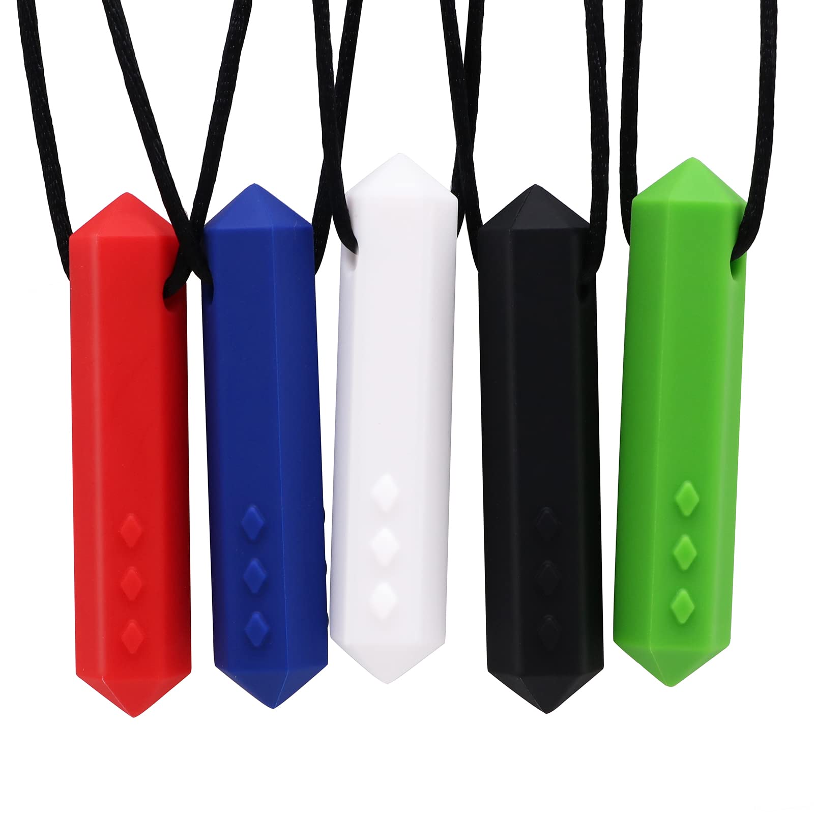Chew Necklaces for Sensory Kids - 5 Pack Silicone Chewy Toys for ADHD, Autism, SPD, Oral Motor Therapy Tool with Textured Surface, Anxiety Relief Chewables