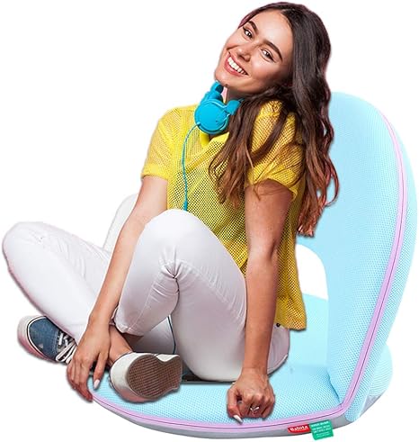 Amazon 座椅子 こたつ用 フロアチェア 5段階リクライニング コンパクト 折りたたみ式 取り外し可能 洗濯可能 腰痛対策 子供 大人 お年寄り 妊婦授乳期用 大きめ ライトブルー 座椅子 オンライン通販