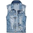 Mens Casual Denim Vest Sleeveless,Vintage Jean Vest Button Down