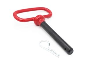 X-Haibei Head Tow Hitch Pin and Clip 1/2 x 3 5/8 inch for Lawn Mower Tractor RV Trailer Truck ATV, Red Handle, 1 Pack