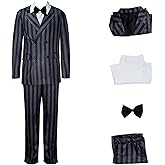 LILLIWEEN 1920s Costume Mens Gangster Stripe Blazer Pants Shirt Necktie Halloween Family Suit for Men 2XL