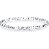 BRIJEWNES Cuban Link Chain Bracelet for Men 5MM Mens Silver Chain Bracelet 6.5-9 Inches Stylish Jewelry Gift for Him