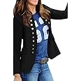 luvamia Women's Open Front Long Sleeves Work Blazer Casual Buttons Jacket Suit