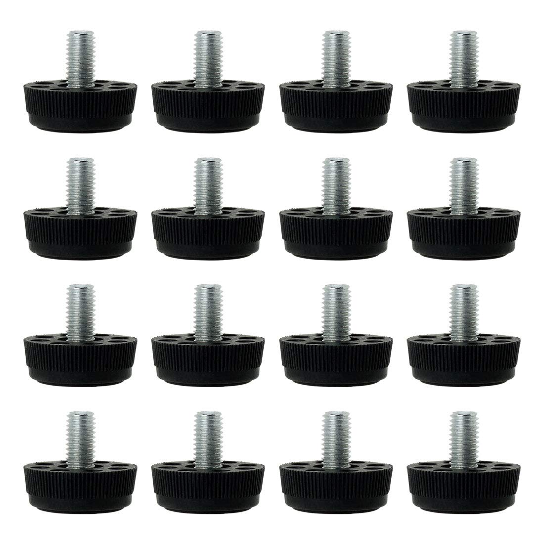 Sourcingmap M8 x 13 x 30mm Furniture Glide Leveling Feet Adjustable Leveler Floor Protector for Home Restaurant Table Leg 16 Pack