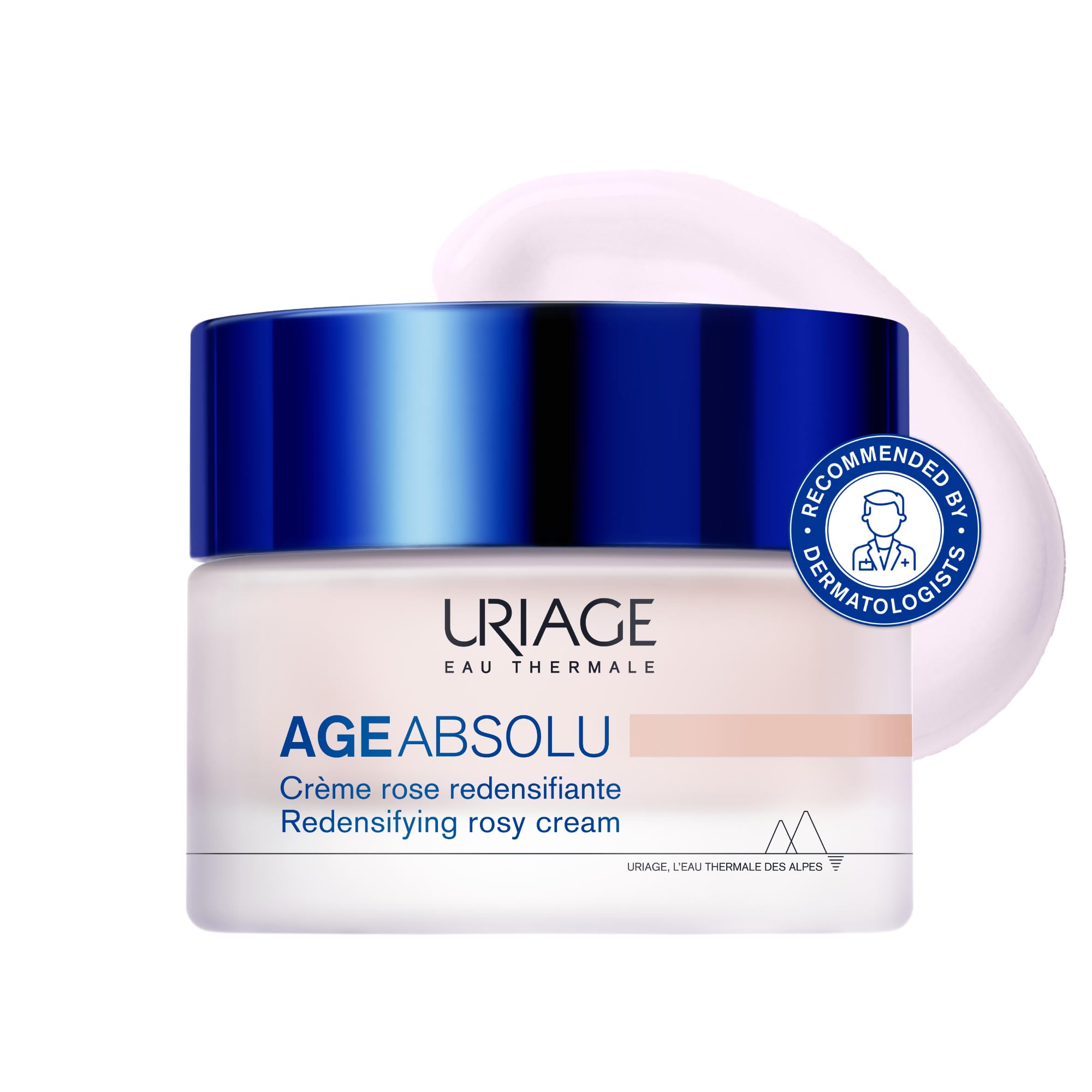 Uriage Age Absolu Anti-Aging Cream 50ml - Retinol, Hyaluronic Acid, Vitamins C&E - Booster Procollagen X6, Visibly Reduces Wrinkles, Rosy Creamy Texture for Instant Glow - Exclusive Anti-Aging Patent