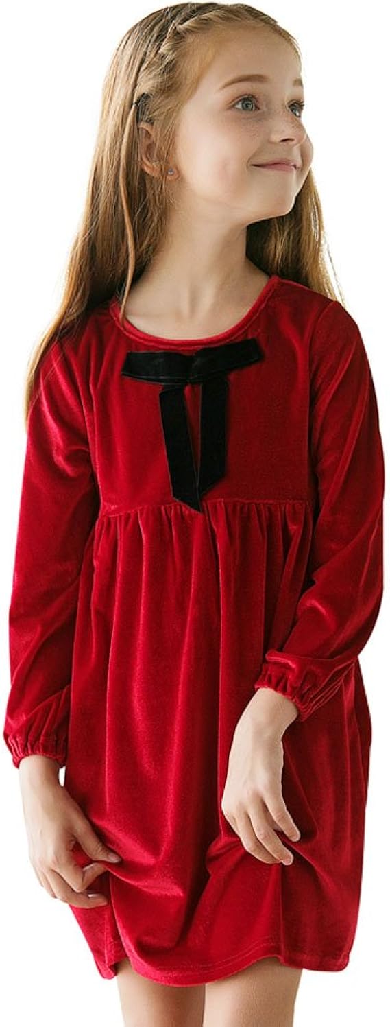 Amazon ウンチョン ワンピース ドレス プリンセス 蝶結び 長袖 綺麗 春 秋 冬 女の子 子供 身長110 1 130 140 150cm 3 8歳 150cm ワンピース チュニック 通販