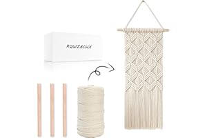RQWZBCHX Macrame Kit-White Edition-3 DIY Macrame Kits for Adult Beginners, Macrame Wall Hanging Kit, 220 Yards Macrame Cord, 3 Wooden Dowels