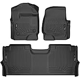 Husky Liners Weatherbeater Floor Mats | Fits 2017-2026 Ford F-250/F-350/F-450 SUPERCREW CAB ONLY with Factory Carpet & with Fold Flat Storage | Front & 2nd Row, 3-pc Black - 94061