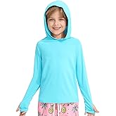 Hotfiary Boys Rash Guard UPF 50+ Long Sleeve Hooded Swim Shirt for 5-14 Years with Thumbhole Pockets for Beach Fishing Hiking