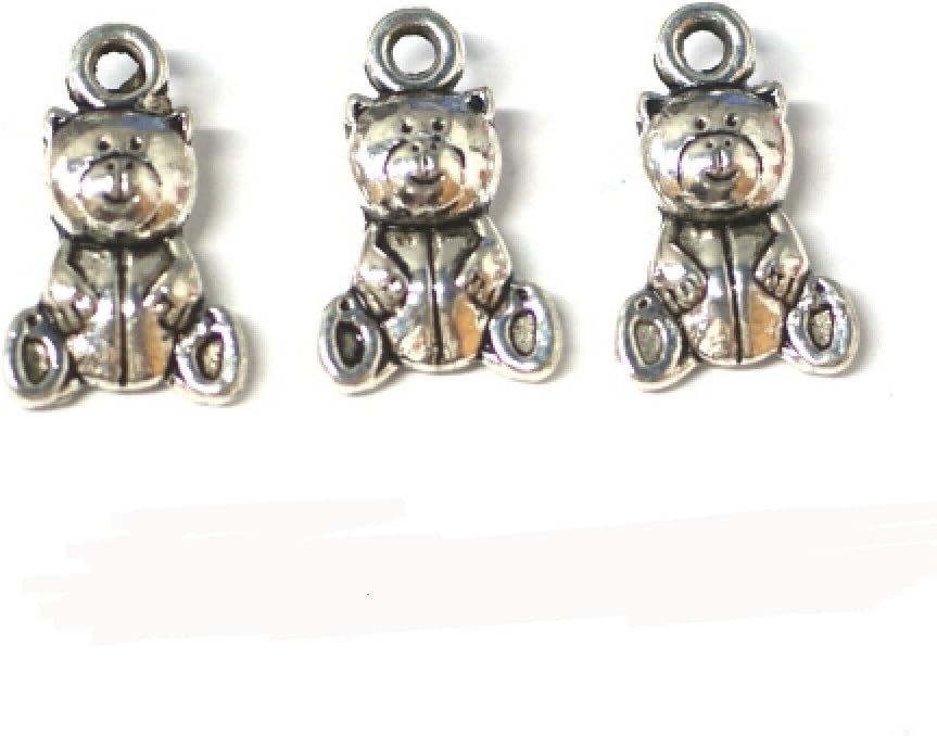 10 x Antique Silver Plated 2D Bear Charms with Jump Rings included for attachments. Universal use for Jewellery Making, Card Making and Scrap-Booking. Check out our Fantastic Wide Range of Beads, Charms and Findings. (Ref:10A3) by Riga