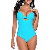 Colloyes Women's Push Up Twist Front Cutout One Piece Swimsuits Crisscross Back Bathing Suits Adjustable Straps Swimwear