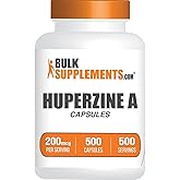 BulkSupplements.com Huperzine A 200mcg Capsules - Nootrophic, Huperzine A Supplement - Gluten Free, 1 Capsule per Serving, 500 Count (Pack of 1)