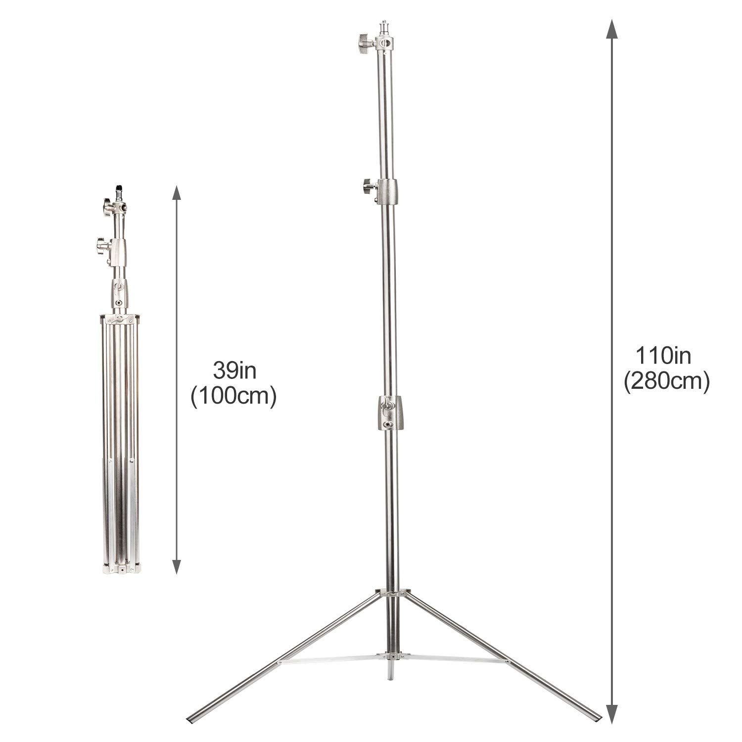 EACHSHOT 2-Pack Light Stand Kit, 2.8m Stainless Steel Heavy Duty with 1/4