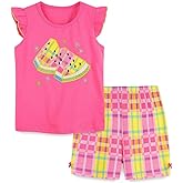 Bumeex Toddler Girls Summer Outfit Cotton Top and Shorts Clothing Set