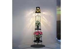 Stargarden Outdoor Floor Lamp, Waterproof Solar Powered Outdoor Lamp, Metal Hollow Bee Pantern Solar Floor Lamp Outdoor Plant