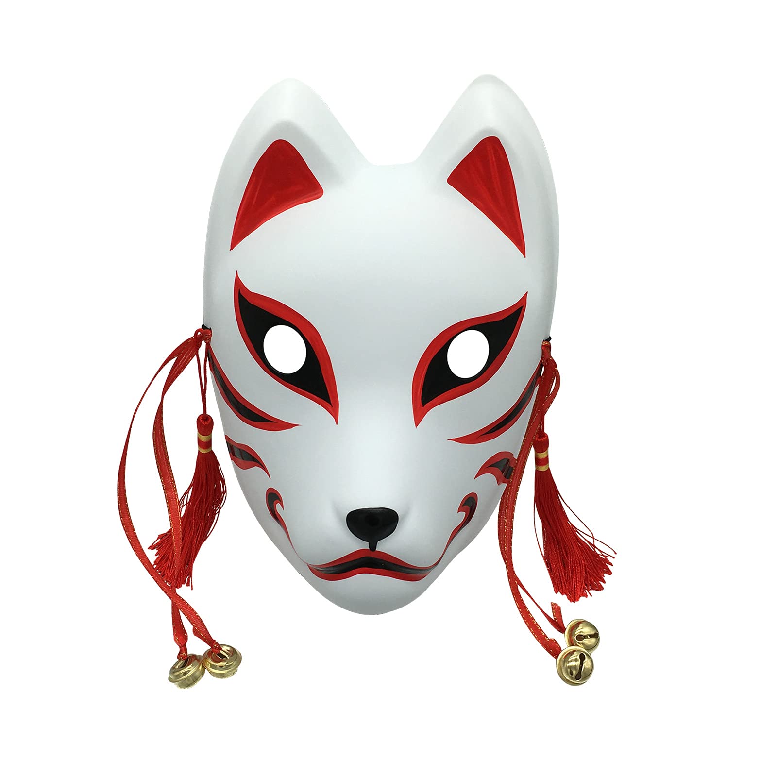 YangYong Fox Mask, Medium Size Kitsune Kabuki Mask for Boys, Japanese Comic Anime Themed Costume Mask for Masquerade Ball Party Halloween