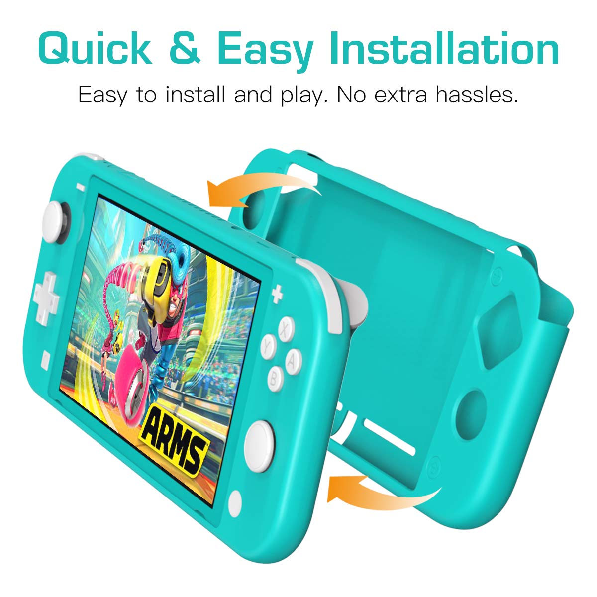 MoKo Case Compatible with Nintendo Switch Lite, Silicone Protective Rubber Cover, Shock-Absorption Anti-Scratch Non-Slip Case Compatible with Nintendo Switch Lite Console - Turquoise