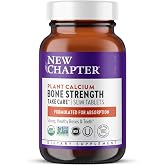 New Chapter Bone Strength Take Care Organic Calcium, 180 Slim Tablets | Plant-Based Calcium, Magnesium, Vitamins D3 and K2, Supports Bone &amp; Heart Health, and Joint Mobility, Vegan &amp; Gluten Free