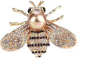 HSQYJ Honey Bee Brooches Crystal Insect Themed Bee Brooch Animal Fashion Shell Pearl Brooch Pin Gold Tone