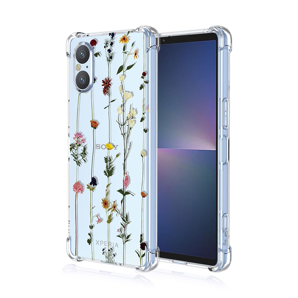 SEAHAI Case for Sony Xperia 5 V, Ultra Thin Soft Silicone Clear Back TPU Bumper Shockproof Cover Fashion Flowers Graphic Colorful Skin Slim Case - Flowering period