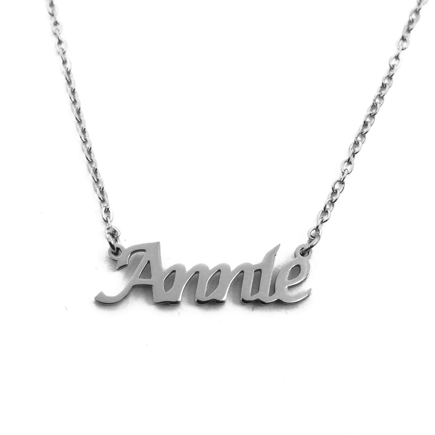 Kigu Annie Personalised Name Necklace -Silver Tone -Custom Dainty Name Pendants, Jewellery for Ladies, Girlfriend, Mother, Sister, Friends