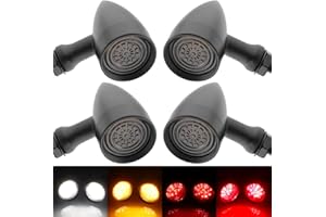 TSUNG Universal Motorcycle SMD LED Turn Signals 12V Brake Tail Lights Running Lights for Cruiser Chopper Bobber Cafe Racer Street Bike (4PCS-Black)