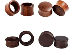 TBOSEN Set Of 4 Pairs Wood Gauges Ear Tunnels Double Flare Plugs Expander Body Piercing Jewelry