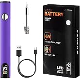 510 Thread Battery, Portable Electric Soldering Iron Pen, Purple with Bit | Adjustable Voltage 2.7V/3.7V/4.2V, 842&deg;F, LED Display, USB-C Rechargeable, 650mAh Battery for Home Appliance Electronics