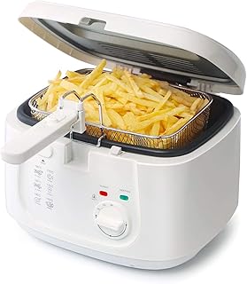 Klein Fritteuse 2.5L 1800W,Fritteuse mit Sichtfenster, emperaturregelung,Kontrollleuchte,Weiß